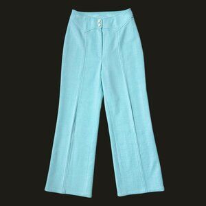 70s vintage highwaisted leisure pants light blue pattern flare trousers boho.